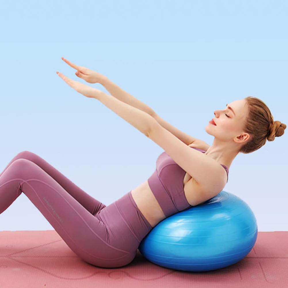 Ballon d'exercice Garvee Donut, ballon de renforcement musculaire, ballon de stabilité, yoga, pilates, équilibre, 50 cm, rouge vif, avec pompe
