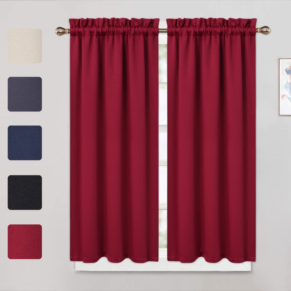 Cantonnières occultantes Garvee, lot de 2, 66 x 114 cm, rouges, pour salon, cuisine, chambre, isolantes thermiques