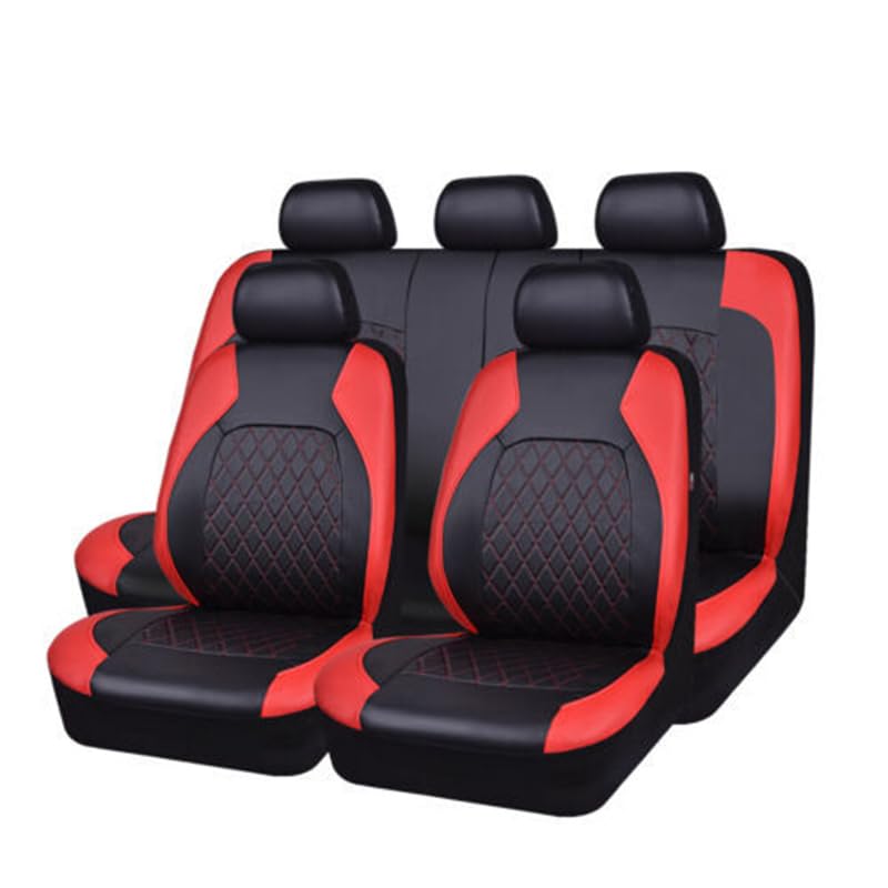 Ensemble de 9 housses de siège auto Garvee, imperméables et antidérapantes en cuir PU, compatibles avec les voitures, camions et SUV, noir.