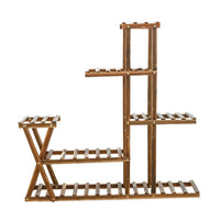 Garvee support à plantes en bois, 5 niveaux et 7 plateformes, 95 × 25 × 95 cm, intérieur et extérieur, naturel