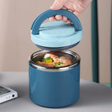 Boîte à bento isotherme Garvee 630 ml en acier inoxydable avec poignée, idéale pour le travail et les voyages, bleue, taille unique. - bleu