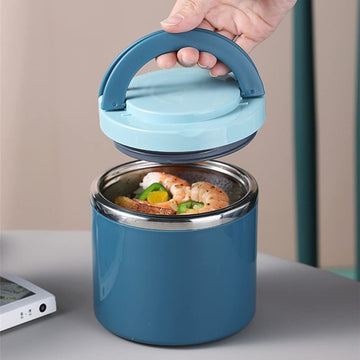 Boîte à bento isotherme Garvee 630 ml en acier inoxydable avec poignée, idéale pour le travail et les voyages, bleue, taille unique.
