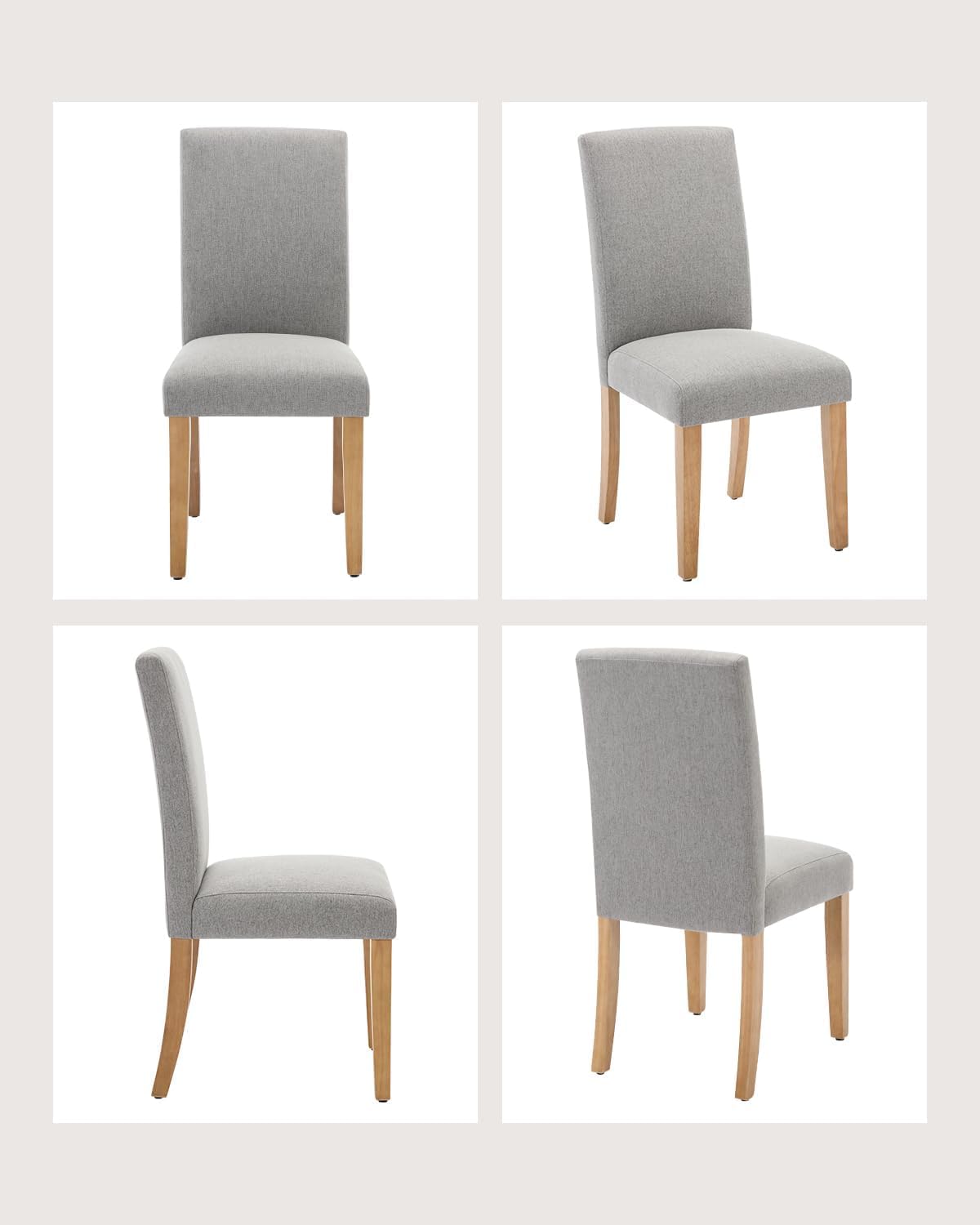 Chaises de salle à manger Garvee Parsons, lot de 2, rembourrées, ergonomiques, revêtement en lin, pieds robustes en bois d'hévéa, style moderne, pour la cuisine et le salon