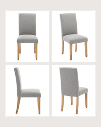 Chaises de salle à manger Garvee Parsons, lot de 2, rembourrées, ergonomiques, revêtement en lin, pieds robustes en bois d'hévéa, style moderne, pour la cuisine et le salon