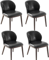 Garvee lot de 4 chaises de salle à manger modernes, dossier ergonomique, siège rembourré, pieds en bois robustes, cuisine et restaurant, gain de place, noir