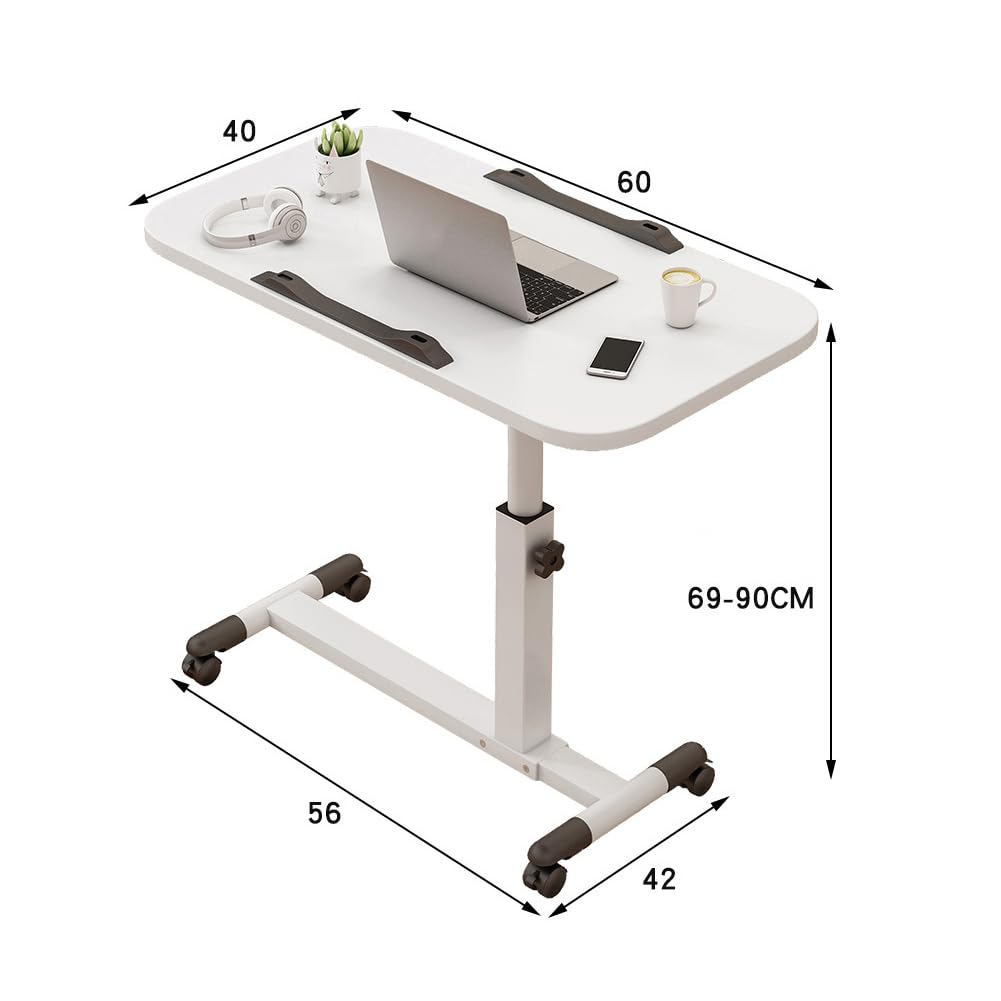 Garvee Table de lit à roulettes, réglable en hauteur, pliable, ergonomique et robuste, idéale pour le bureau et la maison