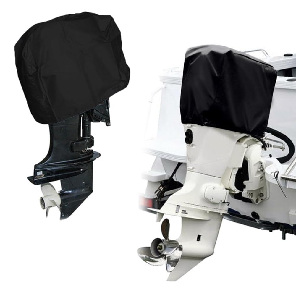 Demi-housse de protection pour moteur hors-bord Garvee, en tissu Oxford 210D imperméable noir, dimensions 52 x 27 x 32 cm, pour moteur de bateau 15 CV.
