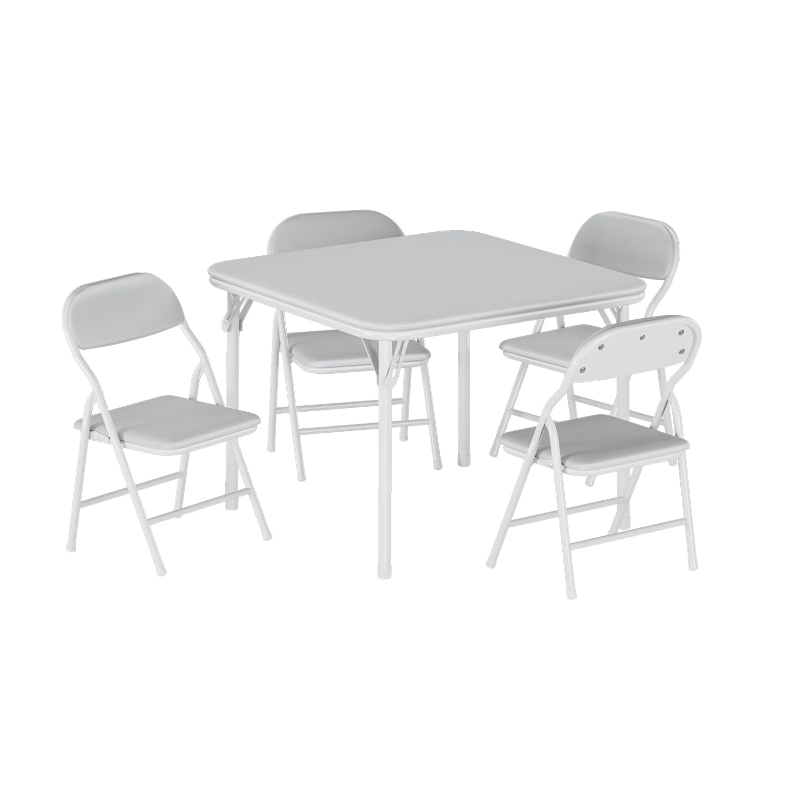 Ensemble table et chaises pliables pour enfants Garvee 5 pièces, en métal robuste et cuir PU souple, idéal pour les chambres d'enfants et l'extérieur.