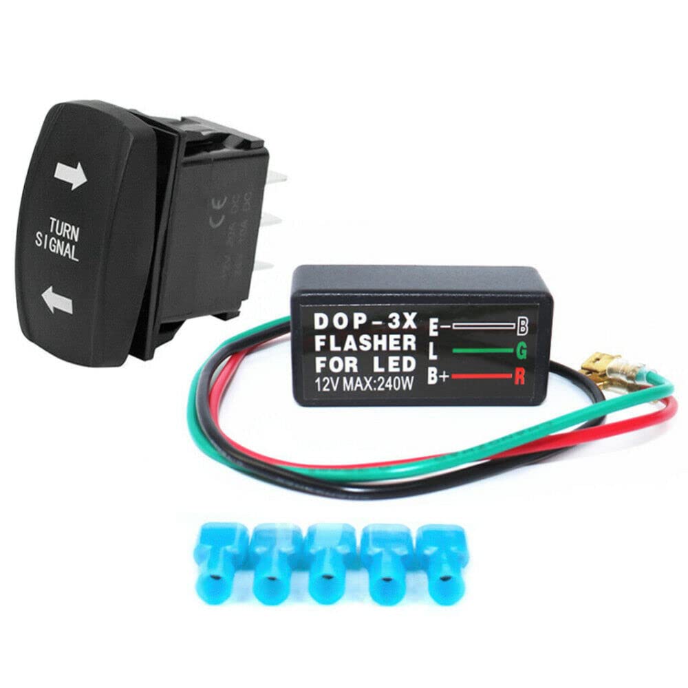 Interrupteur de clignotant universel Garvee à 4 broches avec LED et bascule pour camping-car, 4x4, camion, tracteur, bateau, moto, en plastique, étanche IP67