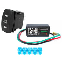 Interrupteur de clignotant universel Garvee à 4 broches avec LED et bascule pour camping-car, 4x4, camion, tracteur, bateau, moto, en plastique, étanche IP67