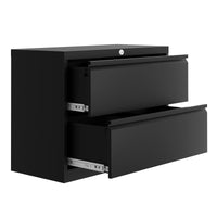 Classeur à tiroirs Garvee à 2 tiroirs avec serrure, en métal, à ouverture latérale, pour bureau et bureau à domicile, 72 x 88 x 40 cm, noir