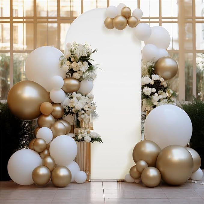 Ensemble de 3 bâches de fond blanches Garvee pour arche, en polyester-élasthanne avec fermeture éclair en bas, pour la décoration de mariages et de fêtes, dimensions : 1,80 à 2,20 m.