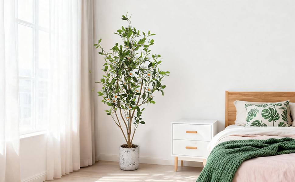 Lot de 2 arbres artificiels d'intérieur Garvee de 1,20 m, réalistes, sans entretien, durables, polyvalents et verts.