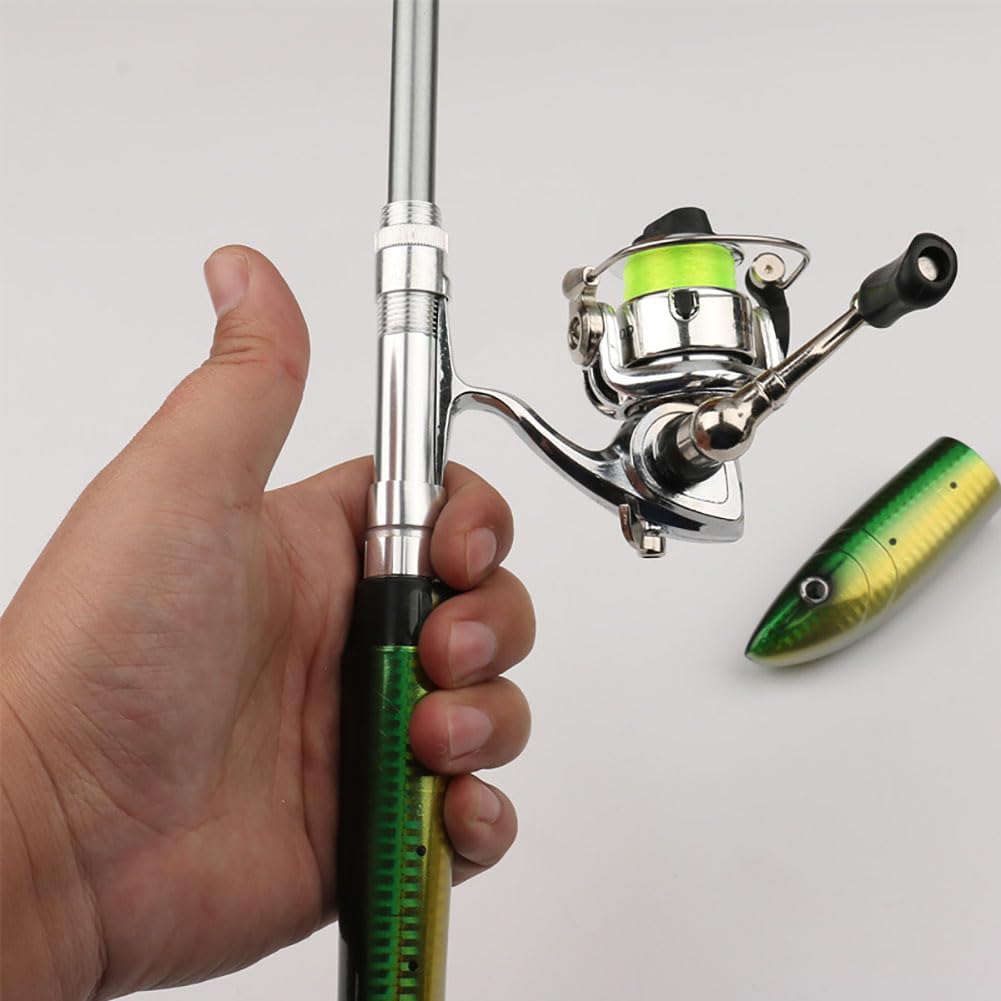 Ensemble canne à pêche Garvee Pen 1,4 m, mini moulinet télescopique, léger et portable pour la pêche en eau douce et en eau salée