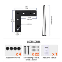 Pieds de meubles Garvee 34 pouces – Pieds en acier robustes pour salon et bureau, parfaits pour ajuster et renforcer les meubles