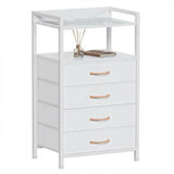 Garvee Commode 4 tiroirs en tissu, cadre en acier robuste, 41 × 29 × 83,5 cm, pour chambre et salon, blanc - Blanc