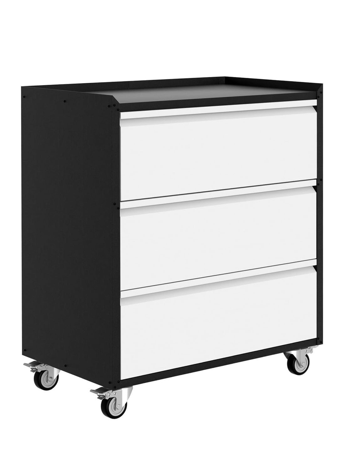 Garvee Armoire de rangement métal avec 3 tiroirs, servante d’atelier robuste à roulettes verrouillables, glissières à billes, acier, plan de travail mobile pour garage et atelier