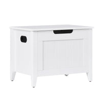 Banc de rangement Garvee avec charnières de sécurité, plateau rabattable de 60 cm, pieds en bois, blanc, pour entrée et salon