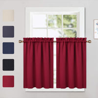 Cantonnières occultantes Garvee, lot de 2, pour fenêtres (salon, cuisine, chambre), isolantes thermiques, rouges, 66 x 76 cm
