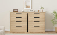 Commode Garvee à 4 tiroirs en bois avec poignées intégrées, idéale pour la chambre et le salon. Robuste, moderne et polyvalente, couleur bois naturel.