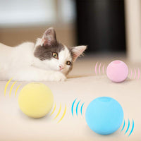 GARVEE Ensemble de 3 jouets pour chat, 50 mm, balles interactives avec sons d'animaux, silicone EVA, jaune, bleu, rose