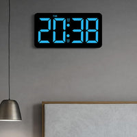 Garvee Horloge murale numérique LED avec télécommande, affichage de la température et de l'humidité, 26, 7 cm (27 cm), plastique, grand écran, salon