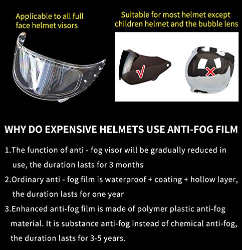 Film antibuée Garvee pour visière de casque intégral, autocollant universel pour casque de moto, transparent, ajustement parfait