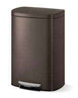 Garvee poubelle de cuisine métallique 49 L 50 L avec couvercle fermeture douce, seau intérieur, acier anti-rouille, poignée arrière, design compact pour cuisine, argent - Brun
