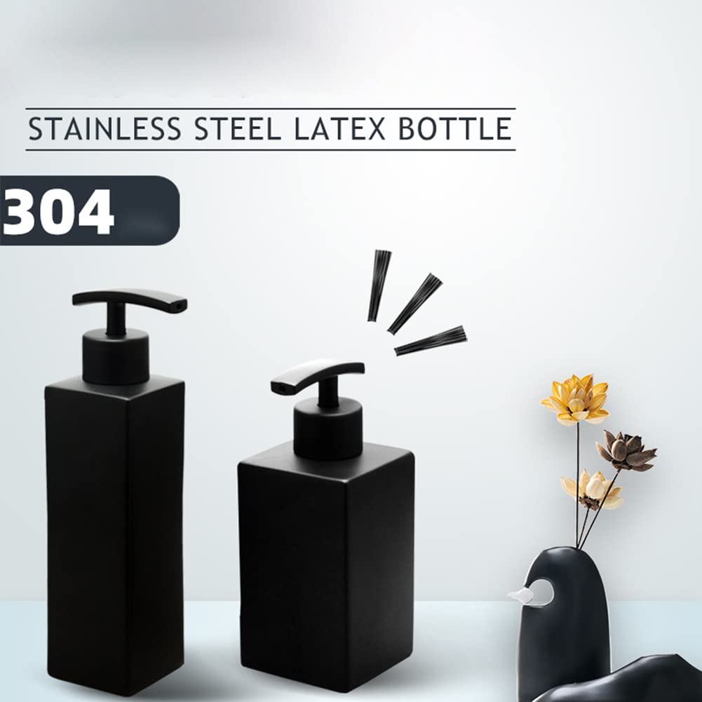 Distributeur de savon carré Garvee noir mat en acier inoxydable 304, 325 ml, pour salle de bain et cuisine