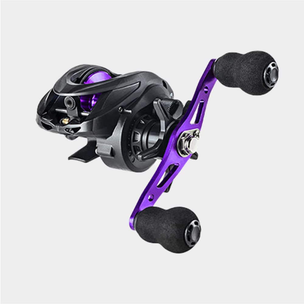 Moulinet de pêche Garvee Lure Low-Profile Baitcaster, ratio 6.3:1, métal, longue portée AC2000, violet, pour droitier.