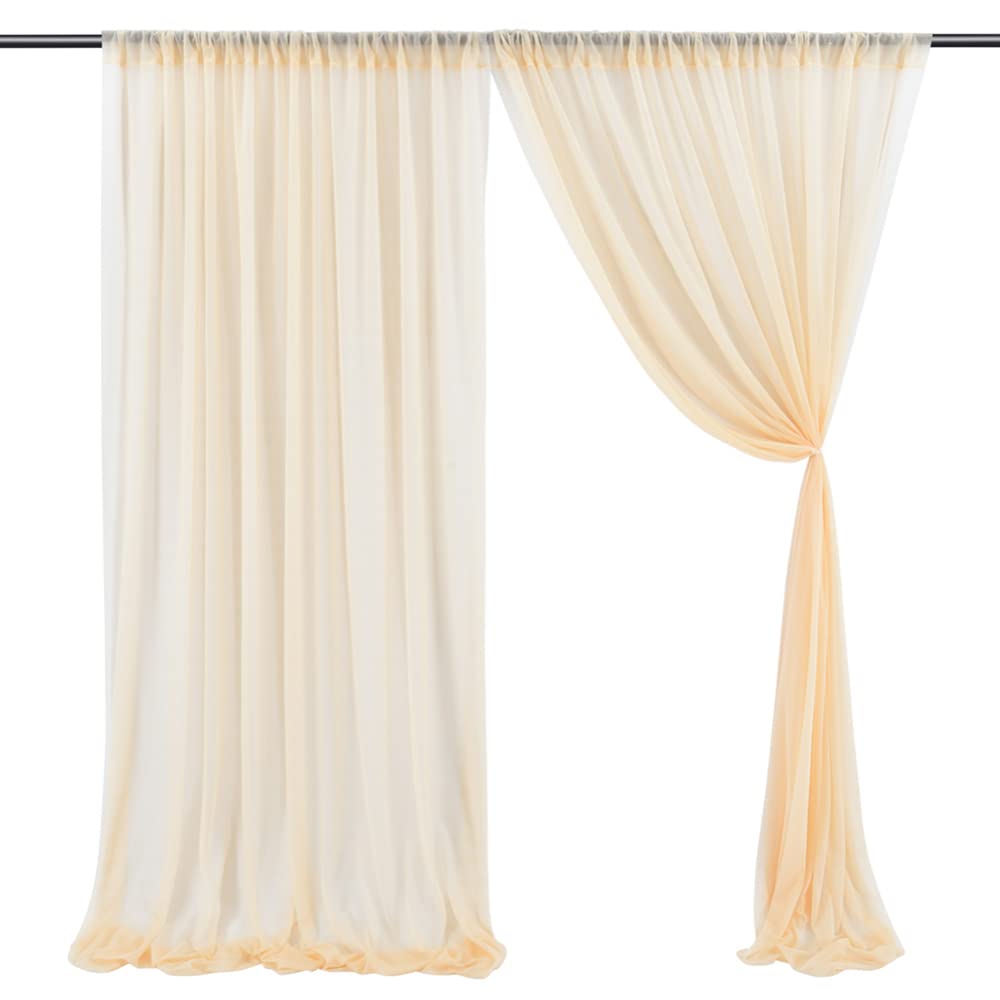 Rideau de fond amovible Garvee pour la photographie sur scène, mariage et fête, 1,5 m x 2,4 m, couleur champagne