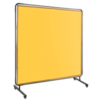 Écran de soudage Garvee 2,4 x 1,8 m avec cadre en acier, PVC transparent, jaune, pour atelier, sur roulettes, ignifugé, protection UV