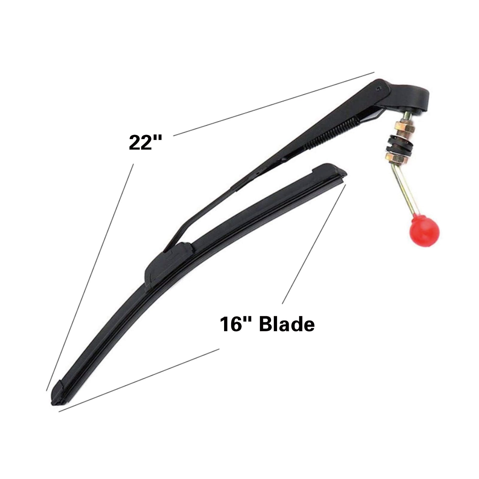 Kit d'essuie-glace manuel Garvee pour UTV Polaris Ranger/RZR, bras de 450 mm, balai sans cadre de 400 mm, métal et plastique, silencieux, usage tout-terrain