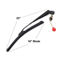 Kit d'essuie-glace manuel Garvee pour UTV Polaris Ranger/RZR, bras de 450 mm, balai sans cadre de 400 mm, métal et plastique, silencieux, usage tout-terrain