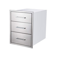 Tiroirs de cuisine extérieure Garvee 43 x 61 x 46 cm en acier inoxydable, 3 niveaux, pour barbecue, jardin et terrasse, résistant aux intempéries, couleur argent.