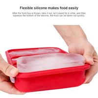 Plateau de congélation Garvee en silicone à 4 compartiments pour soupes, bouillons et sauces, 4 cubes avec couvercles, rouge