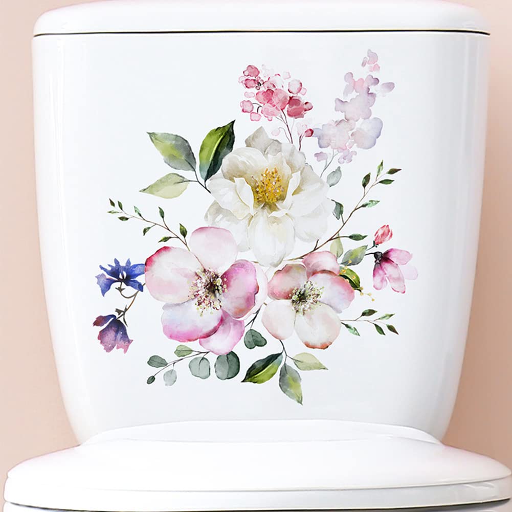 Cache-robinet de salle de bain Garvee, motif floral, autocollant, imperméable, facile à nettoyer, décoration de salle de bain