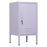Garvee Table d'appoint métallique moderne avec 2 étagères ajustables, design anti-basculement, pour salon et chambre, structure métal, serrure sécurisée, facile à monter - Violet