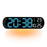Horloge murale numérique LED Garvee 35 cm, grand écran, 9 niveaux de luminosité, affichage de la température, fonction mémoire, bleue, pour la cuisine et le bureau