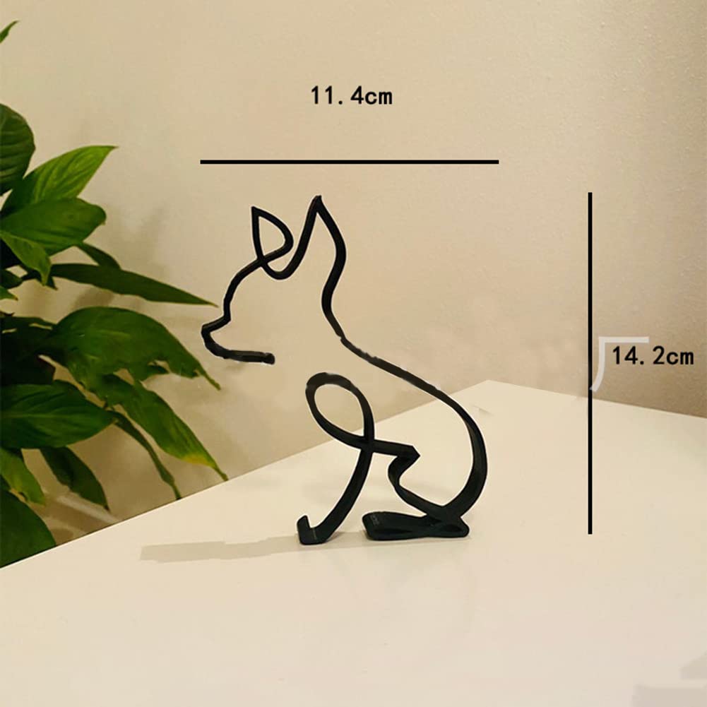 Sculpture murale en métal Garvee représentant un chien. Art minimaliste géométrique abstrait en fil de fer, robuste et décoratif pour la maison ou le bureau (noir).