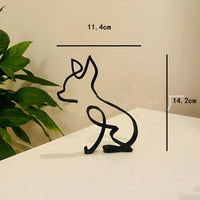Sculpture murale en métal Garvee représentant un chien. Art minimaliste géométrique abstrait en fil de fer, robuste et décoratif pour la maison ou le bureau (noir).