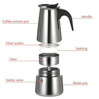 Garvee Machine à expresso en acier inoxydable pour la maison et le bureau, poignée résistante à la chaleur, préparation rapide.