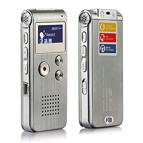 Garvee Enregistreur audio numérique portable 8 Go avec microphone intégré pour réunions - Léger et doté d'une longue autonomie