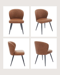 Garvee Ensemble de 2 chaises de salle à manger , rembourrées, avec pieds en acier et dossier haut en cuir, pour la cuisine et la salle à manger, 59 cm, Brun
