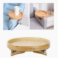 Garvee Plateau d’accoudoir pour canapé en bambou 25 × 25 × 12,5 cm, fixation à pince, table d’appoint compacte