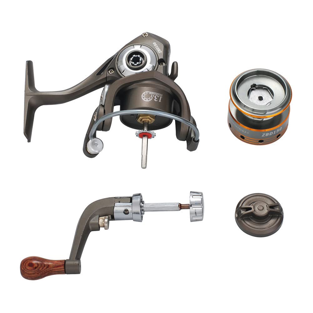 Moulinet de pêche Garvee Mini Spinning, ratio 5.2:1, 13+1 roulements à billes, boîtier en métal compact, poignée interchangeable, idéal pour la pêche à la carpe, à la perche et à la truite.
