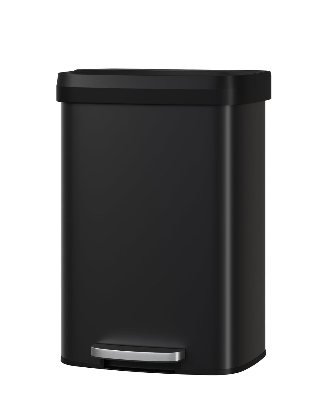 Poubelle métallique Garvee 50 L (13 gal) avec couvercle à fermeture douce, noire, pour la cuisine et le bureau, antirouille, compacte