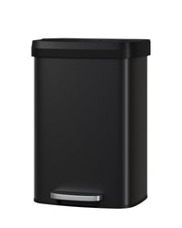 Poubelle métallique Garvee 50 L (13 gal) avec couvercle à fermeture douce, noire, pour la cuisine et le bureau, antirouille, compacte