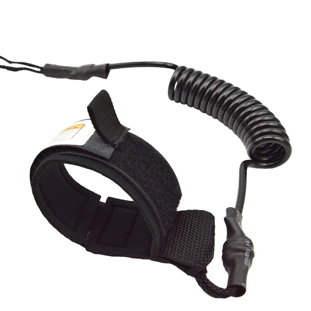 Laisse de sécurité Garvee pour SUP, surf et kayak - Élastique et antidérapante - Matériau TPU - Fermeture Velcro renforcée et double nœud - Bleu transparent - Sports nautiques