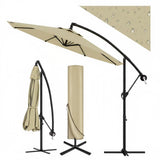 Garvee Parasol déporté 300 cm avec manivelle et inclinaison réglable, rotation 360°, pour jardin et terrasse, UV50+, kaki - Kaki